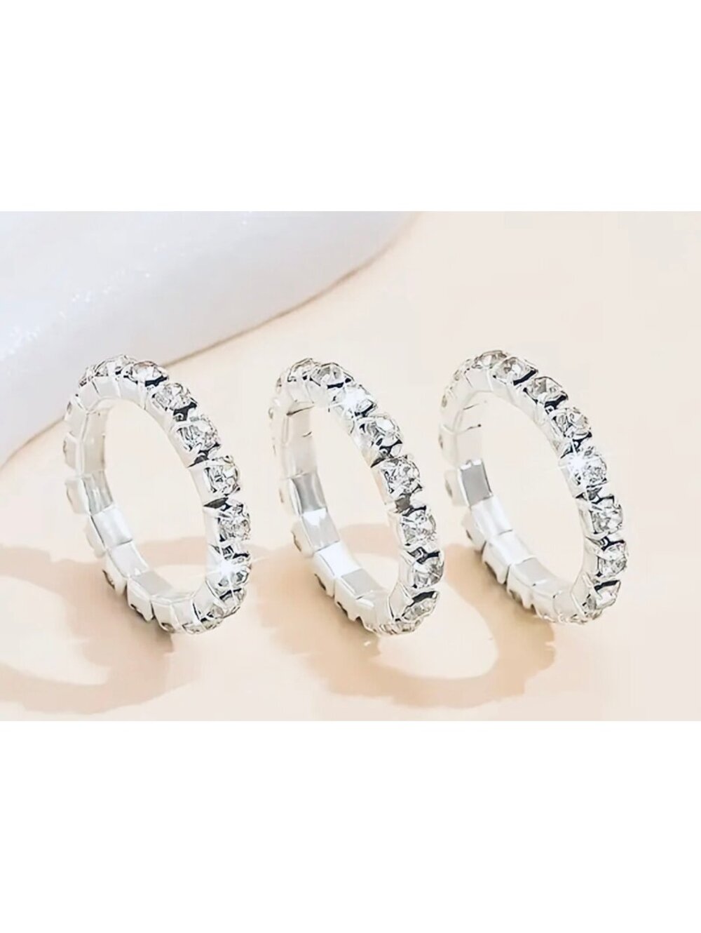 New - 2Pcs Set -Retro Style -"Bling" Adjustable Rhinestone Finger Rings - Picture 3 of 5
